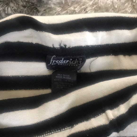 FREDERICKS OF HOLLYWOOD tie waist black/white stripe strapless ROMPER - Picture 4 of 5
